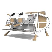 Кофемашина рожковая SANREMO Cafe Racer 2 группы, белая с деревом